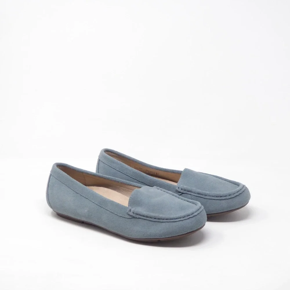 Vionic Women Debbie Loafers Blue Suede Orthotic Slip On 8.5 Wide